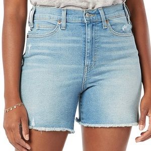 Levi’s Signature High Rise Heritage Fringe Faded Stretchy Shorts Blue Sz 6 NWT